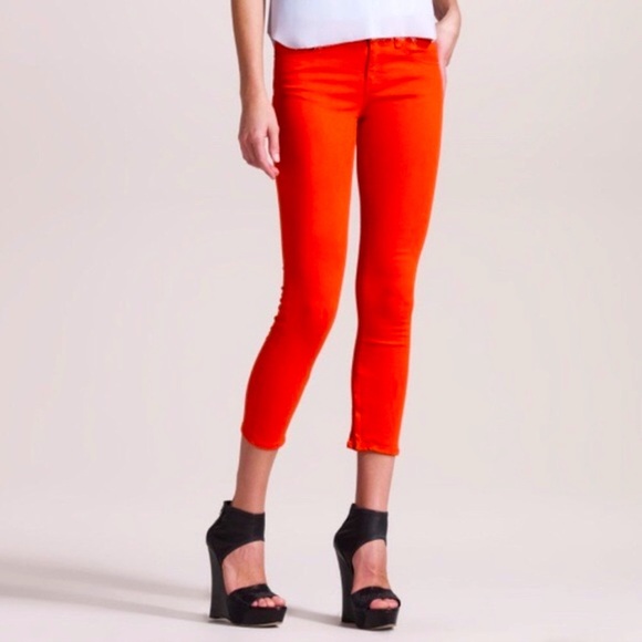 Sz 25 Rag & Bone for Intermix Capri Jeans Pants Bright Orange Zipper at Ankles - Picture 2 of 7